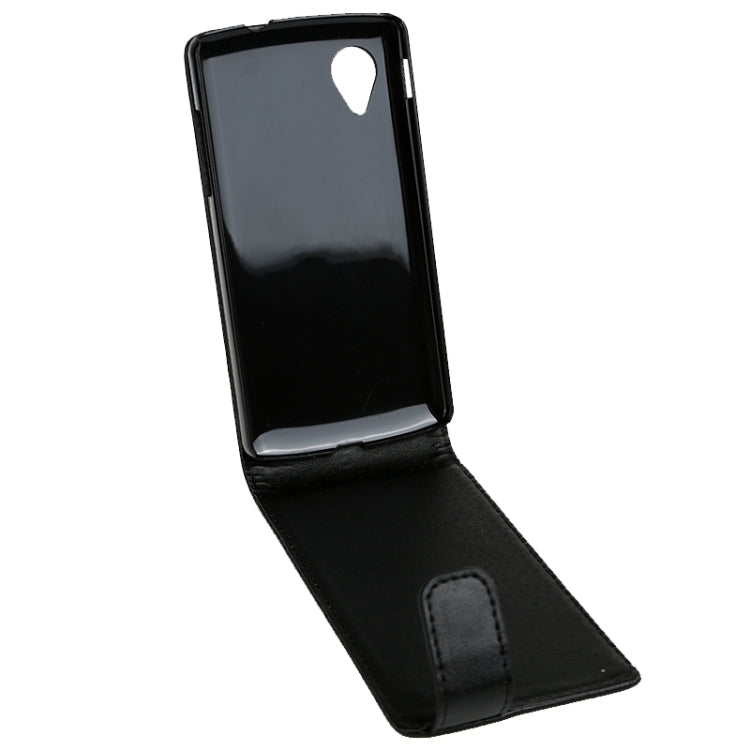 For LG Optimus G Pro / E980 Vertical Flip Magnetic Snap Leather Case(Black)