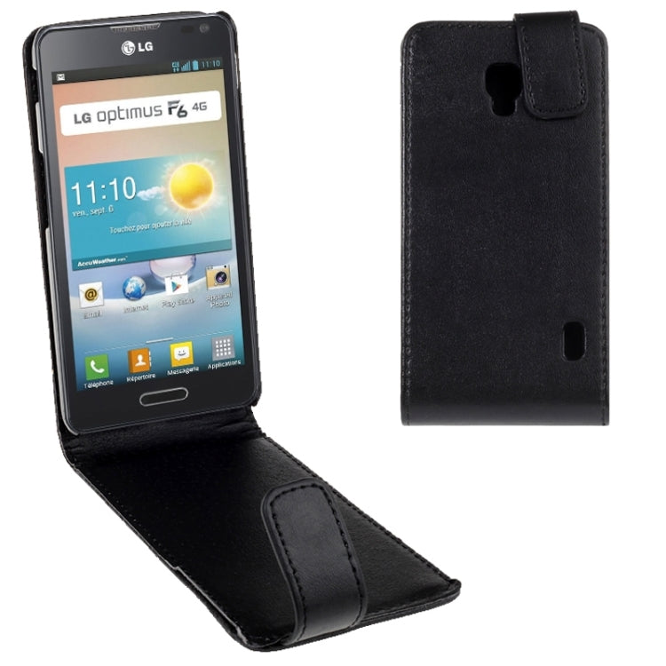 Vertical Flip Magnetic Snap Leather Case for LG Optimus F6 / D500 / D505(Black)