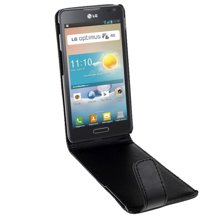 Vertical Flip Magnetic Snap Leather Case for LG Optimus F6 / D500 / D505(Black)