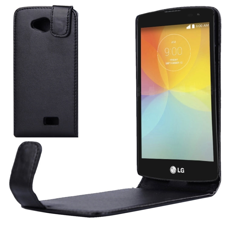 Vertical Flip Magnetic Snap Leather Case for LG F60 / D392 / Ls660(Black)