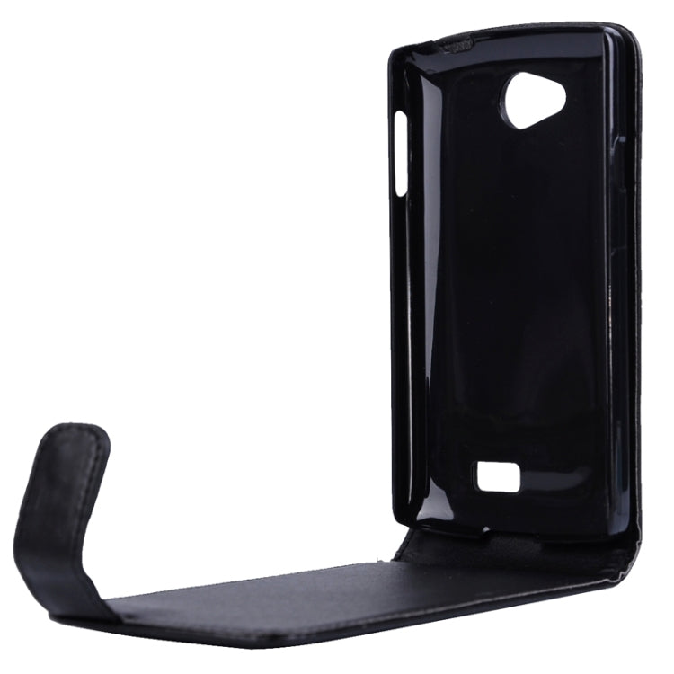 Vertical Flip Magnetic Snap Leather Case for LG F60 / D392 / Ls660(Black)