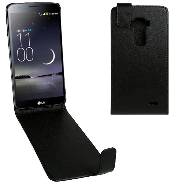 Vertical Flip Magnetic Snap Leather Case for LG G Flex / F340(Black)