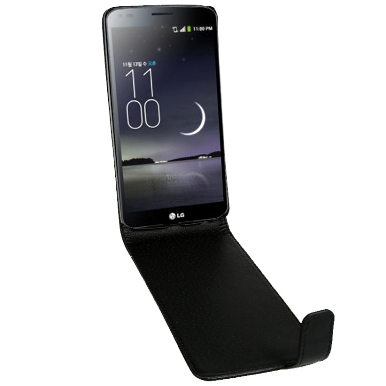 Vertical Flip Magnetic Snap Leather Case for LG G Flex / F340(Black)