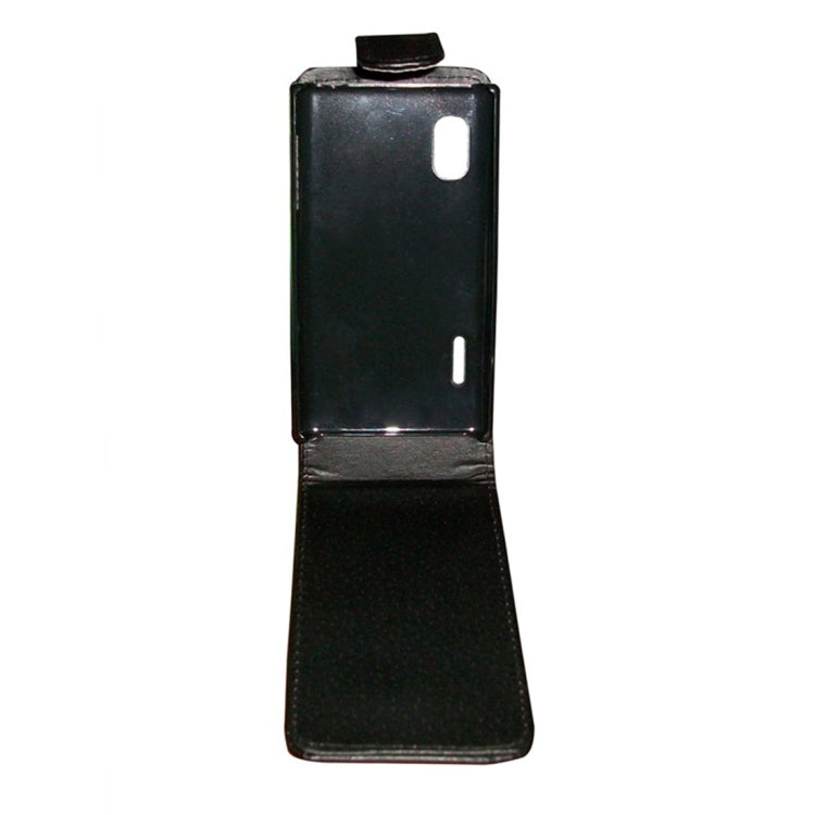 Vertical Flip Magnetic Snap Leather Case for LG Optimus L5 / E610(Black)
