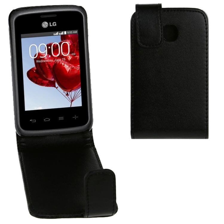 For LG L20 Vertical Flip Magnetic Snap Leather Case(Black)
