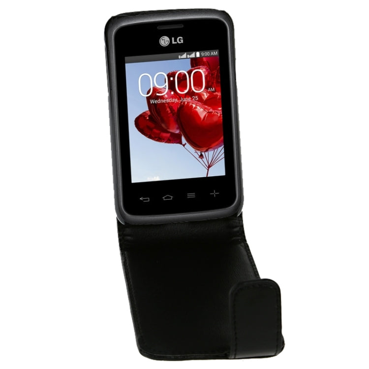 For LG L20 Vertical Flip Magnetic Snap Leather Case(Black)