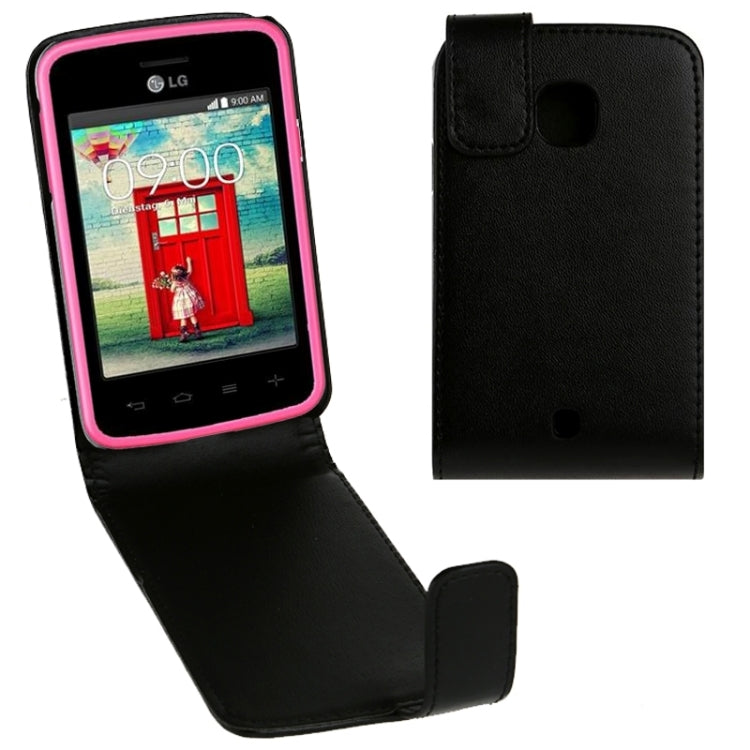 For LG L30 Vertical Flip Magnetic Snap Leather Case(Black)