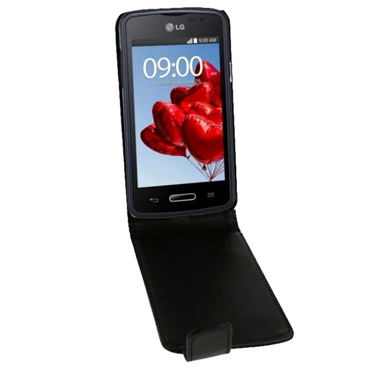 For LG L50 / D213N Vertical Flip Magnetic Snap Leather Case(Black)