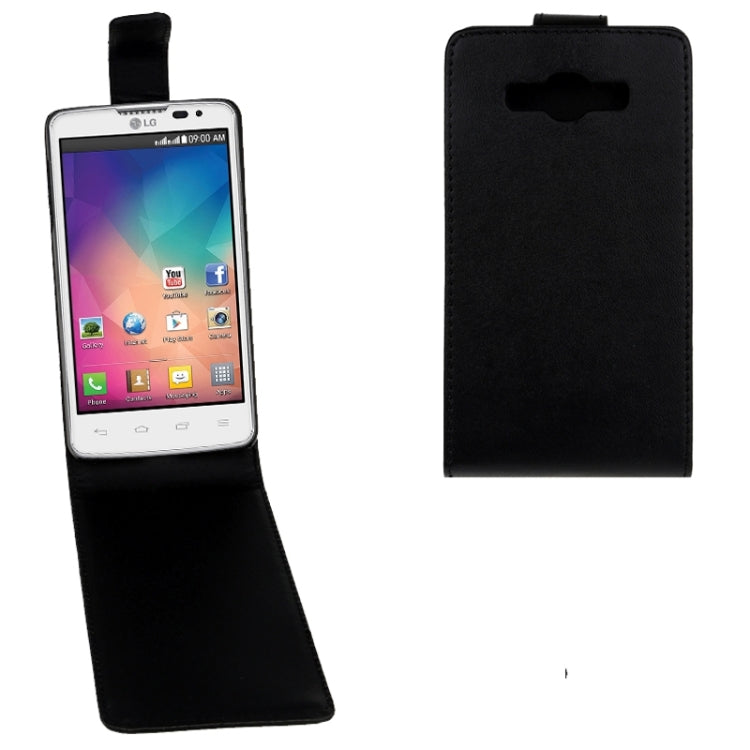For LG L60 / L60-X145 Vertical Flip Magnetic Snap Leather Case(Black)