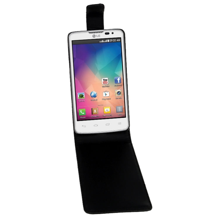 For LG L60 / L60-X145 Vertical Flip Magnetic Snap Leather Case(Black)