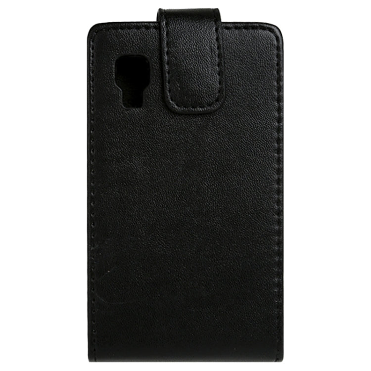 For LG Optimus L4II / E440 Vertical Flip Magnetic Snap Leather Case(Black)