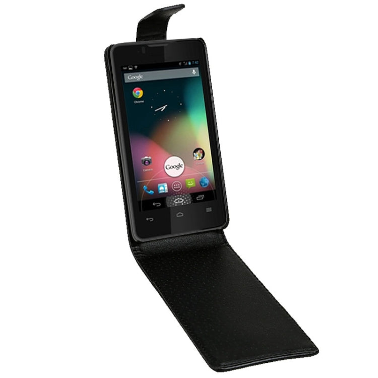 Vertical Flip Magnetic Snap Leather Case for Huawei Ascend Y300 / T8833(Black)