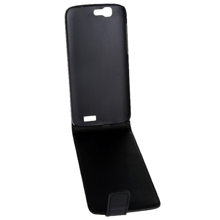 Vertical Flip Magnetic Snap Leather Case for Huawei Ascend G7(Black)