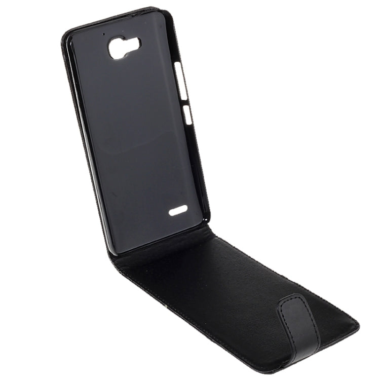 Vertical Flip Magnetic Snap Leather Case for Huawei Honor 3X / G750(Black)