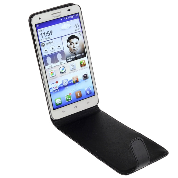 Vertical Flip Magnetic Snap Leather Case for Huawei Honor 3X / G750(Black)