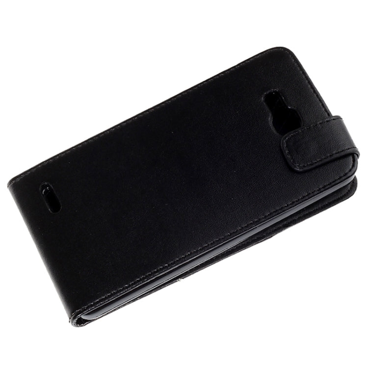 Vertical Flip Magnetic Snap Leather Case for Huawei Honor 3X / G750(Black)