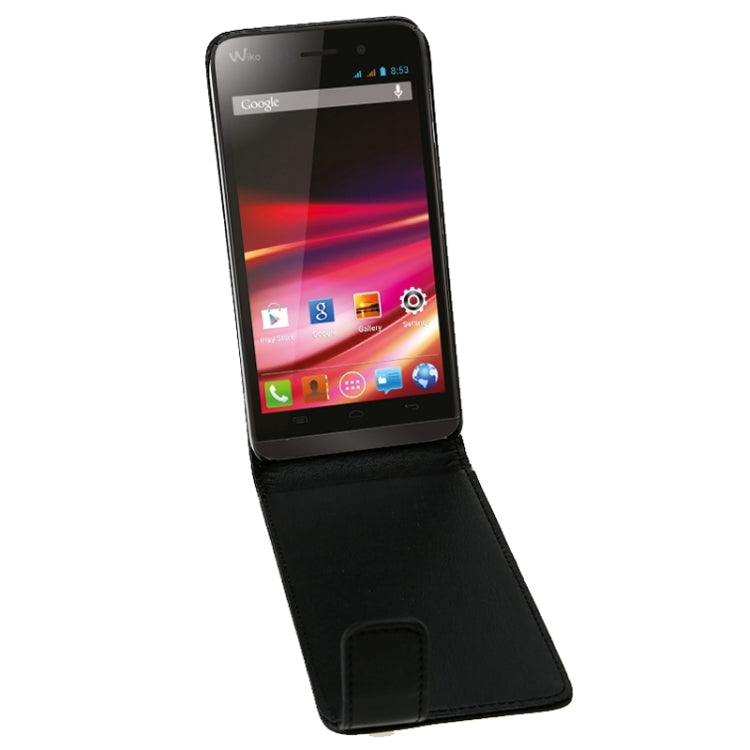 Vertical Flip Magnetic Snap Leather Case for Wiko Fizz(Black)