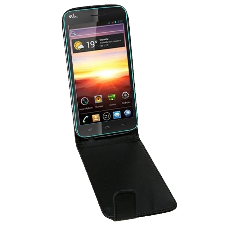 Vertical Flip Magnetic Snap Leather Case for Wiko Full(Black)