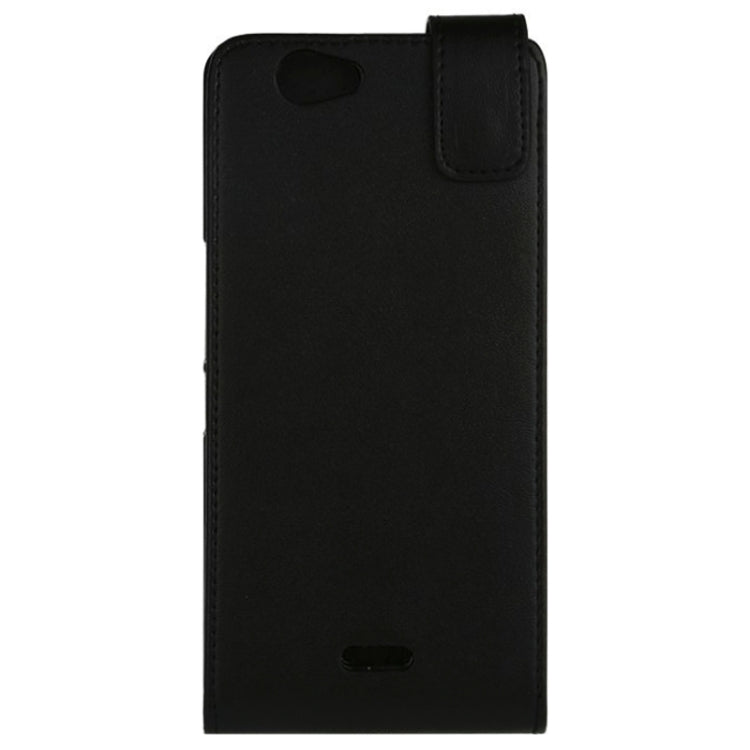 Vertical Flip Magnetic Snap Leather Case for Wiko Getaway(Black)