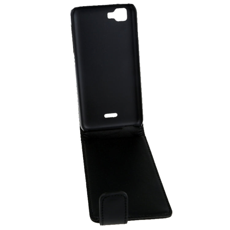 Vertical Flip Magnetic Snap Leather Case for Wiko Kite 4G(Black)