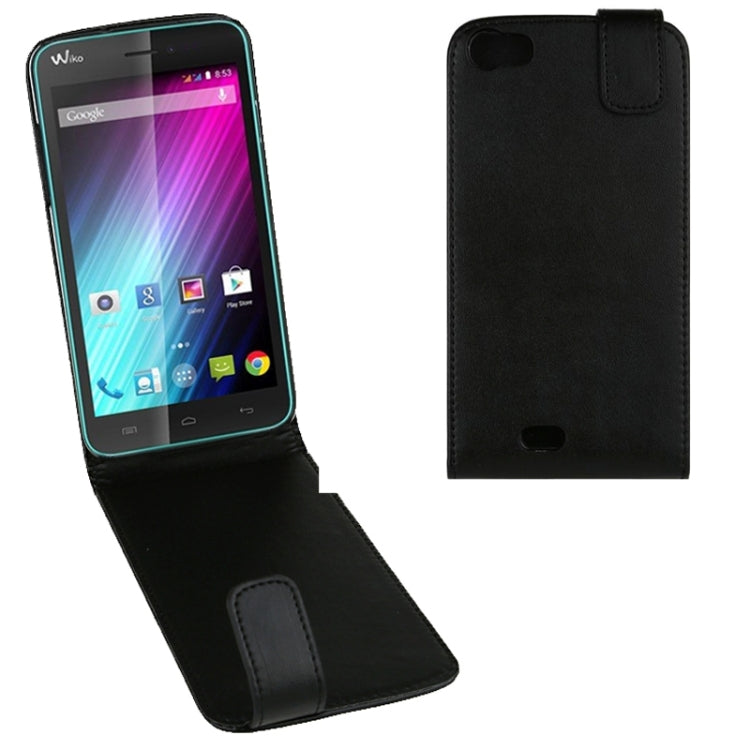 Vertical Flip Magnetic Snap Leather Case for Wiko Lenny(Black)