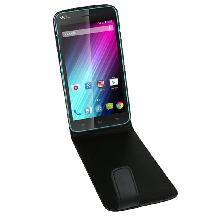 Vertical Flip Magnetic Snap Leather Case for Wiko Lenny(Black)