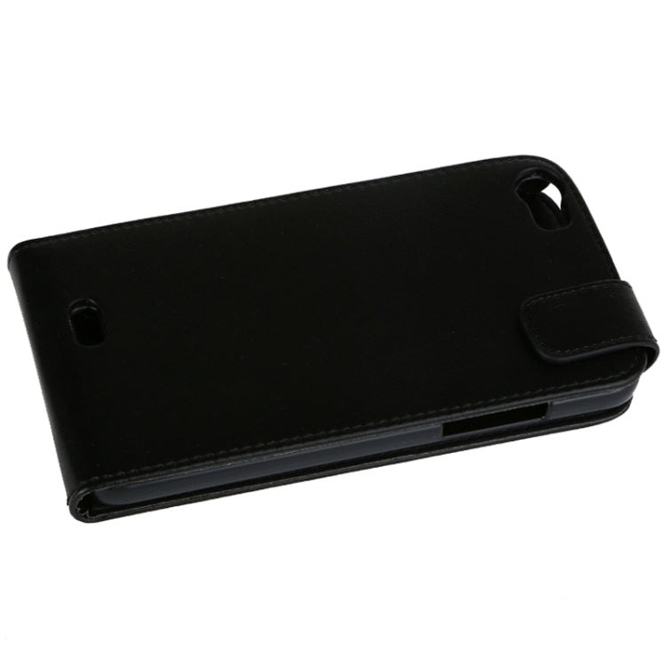 Vertical Flip Magnetic Snap Leather Case for Wiko Lenny(Black)