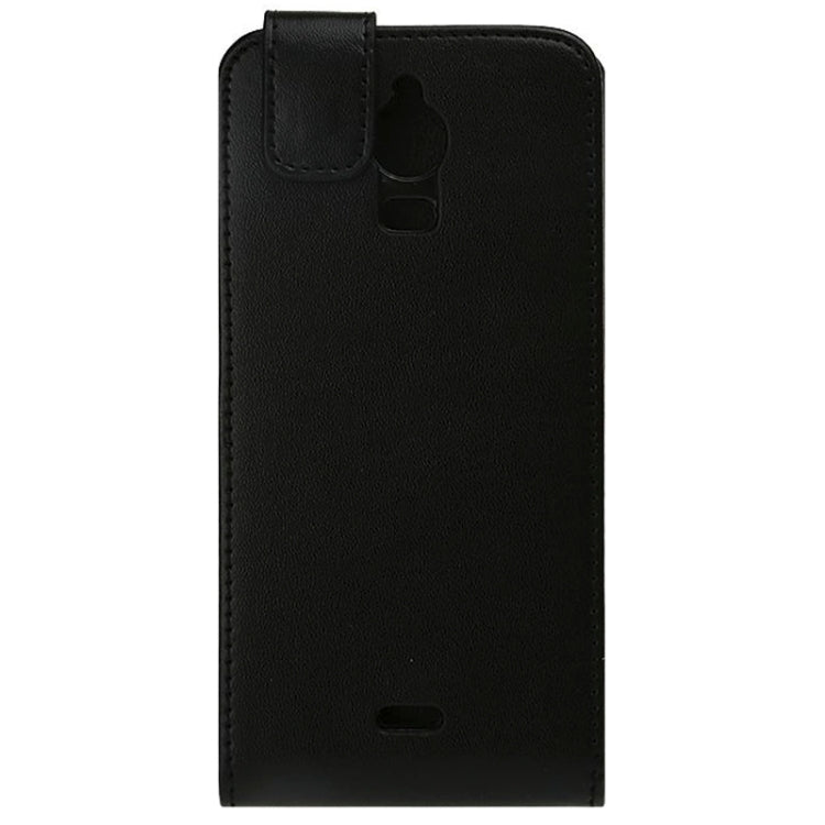 Vertical Flip Magnetic Snap Leather Case for Wiko Wax(Black)
