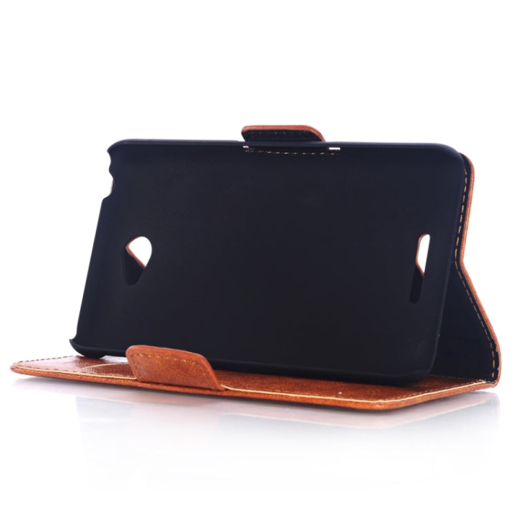 Oil Skin Texture Horizontal Flip Leather Case with Holder & Card Slots & Wallet & Side Chains for Sony Xperia E4