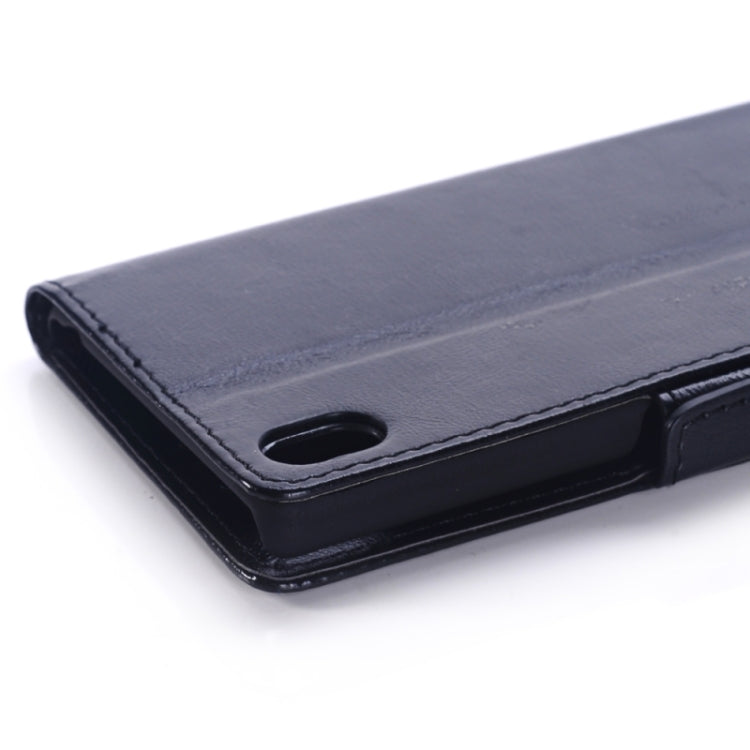 Oil Skin Texture Horizontal Flip Leather Case with Holder & Card Slots & Wallet & Side Chains for Sony Xperia M4 Aqua