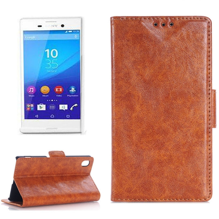 Oil Skin Texture Horizontal Flip Leather Case with Holder & Card Slots & Wallet & Side Chains for Sony Xperia M4 Aqua
