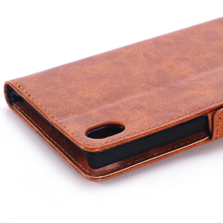 Oil Skin Texture Horizontal Flip Leather Case with Holder & Card Slots & Wallet & Side Chains for Sony Xperia M4 Aqua