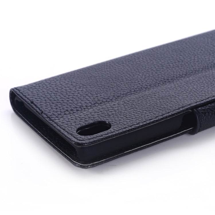 Litchi Texture Horizontal Flip Leather Case with Holder & Card Slots & Wallet & Side Chains for Sony Xperia M4 Aqua