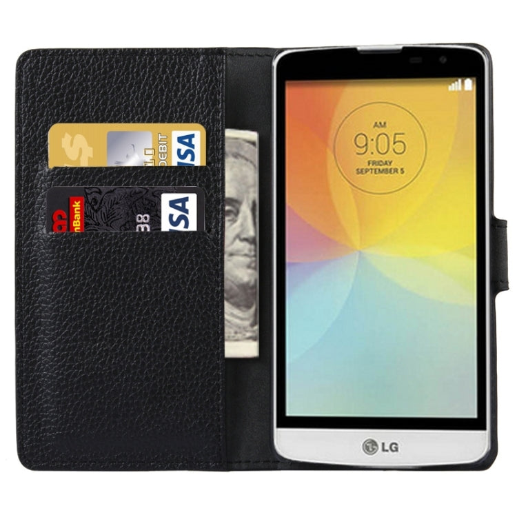 Litchi Texture Horizontal Flip Magnetic Buckle Leather Case with Holder & Card Slots & Wallet for LG L Bello II(Black)