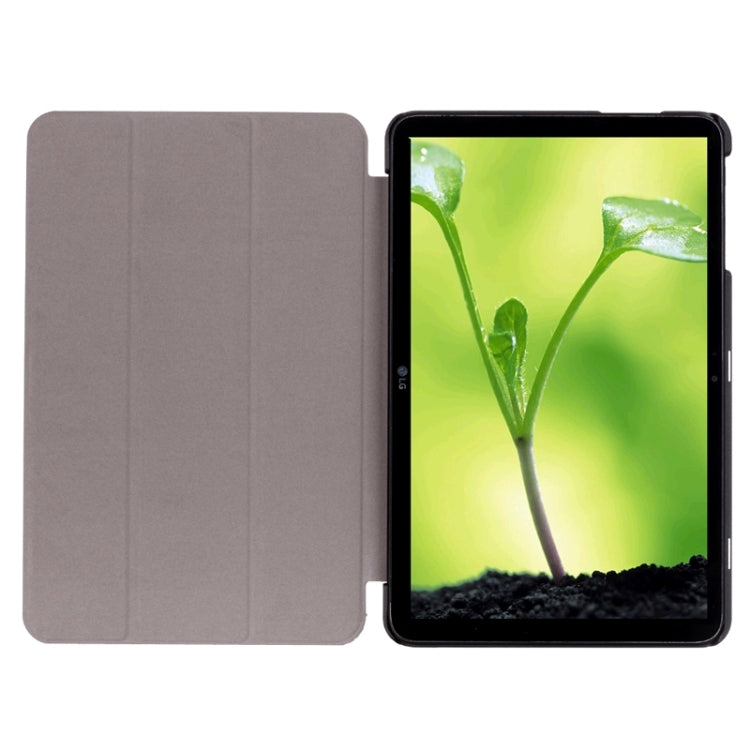 Karst Texture Horizontal Flip Solid Color Leather Case with Three-folding Holder for LG G Pad 2 10.1 / V930 / V940