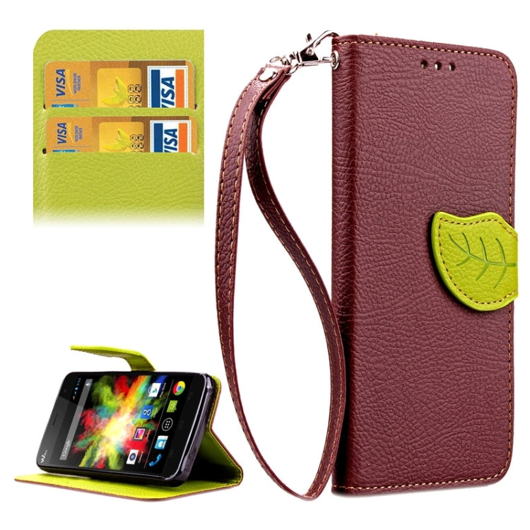 Leaf Magnetic Snap Litchi Texture Horizontal Flip Leather Case with Card Slots & Holder & Wallet & Lanyard for Wiko Bloom