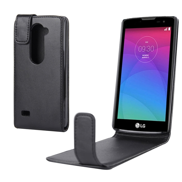 For LG Leno Nappa Texture Vertical Flip Magnetic Snap Leather Case(Black)