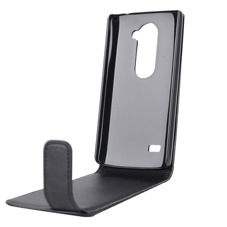 For LG Leno Nappa Texture Vertical Flip Magnetic Snap Leather Case(Black)