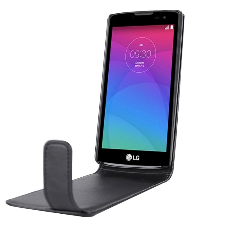 For LG Leno Nappa Texture Vertical Flip Magnetic Snap Leather Case(Black)