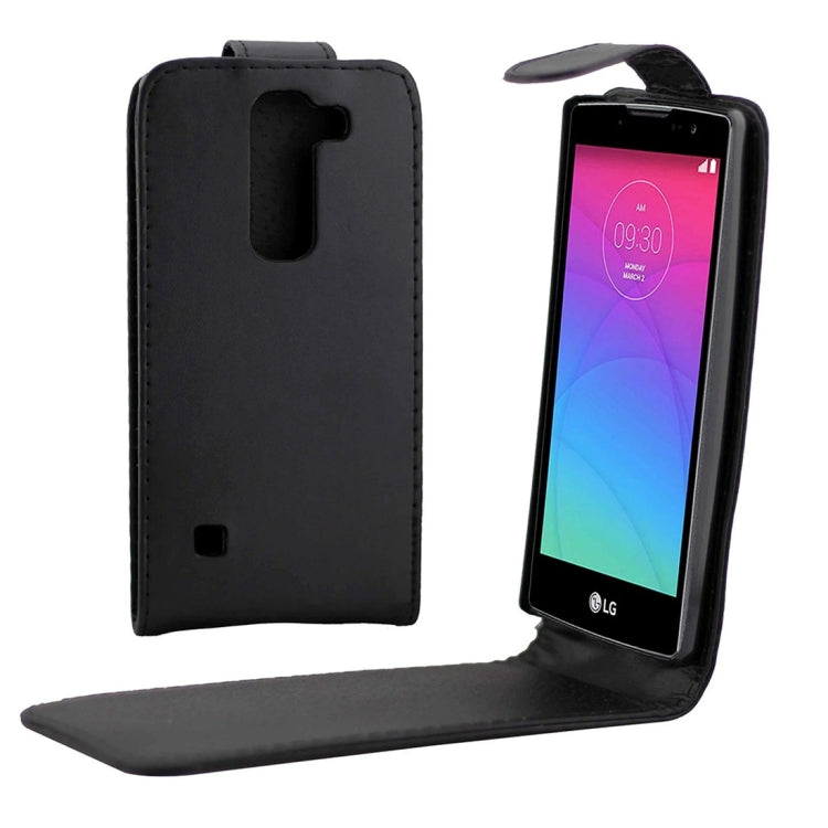 For LG Spirit Nappa Texture Vertical Flip Magnetic Snap Leather Case(Black)