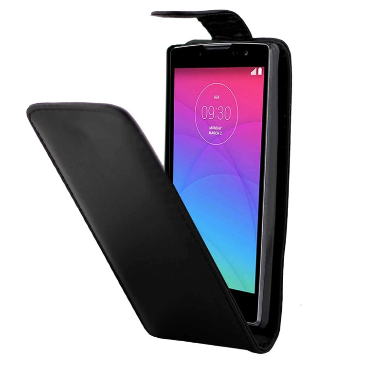 For LG Spirit Nappa Texture Vertical Flip Magnetic Snap Leather Case(Black)