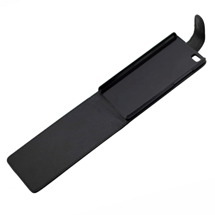 For Huawei P8 Lite Nappa Texture Vertical Flip Magnetic Snap Leather Case(Black)