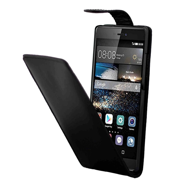 For Huawei P8 Nappa Texture Vertical Flip Magnetic Snap Leather Case(Black)