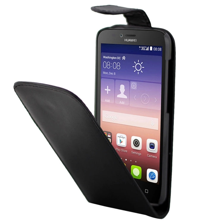 Nappa Texture Vertical Flip Magnetic Snap Leather Case for Huawei Ascend Y625(Black)