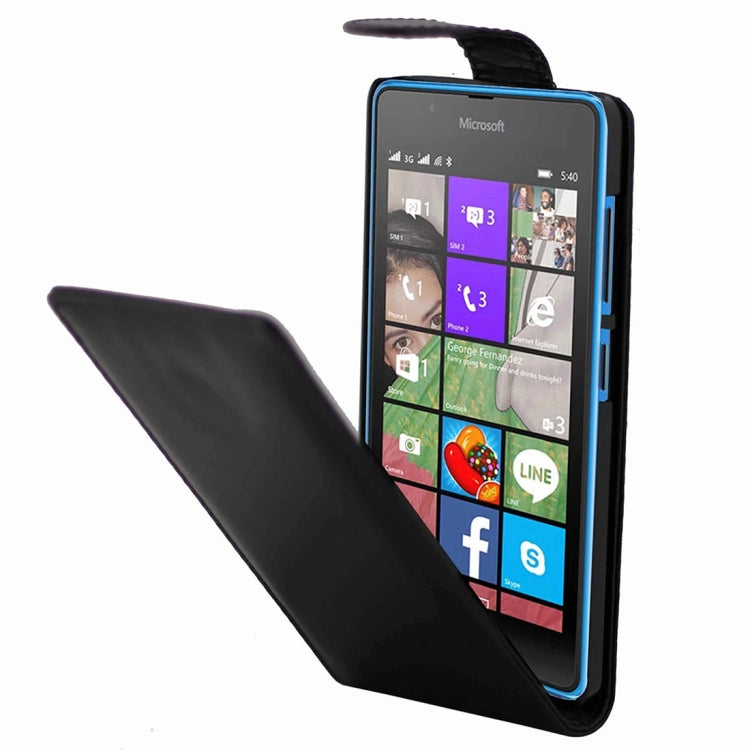 Nappa Texture Vertical Flip Magnetic Snap Leather Case for Microsoft Lumia 540(Black)