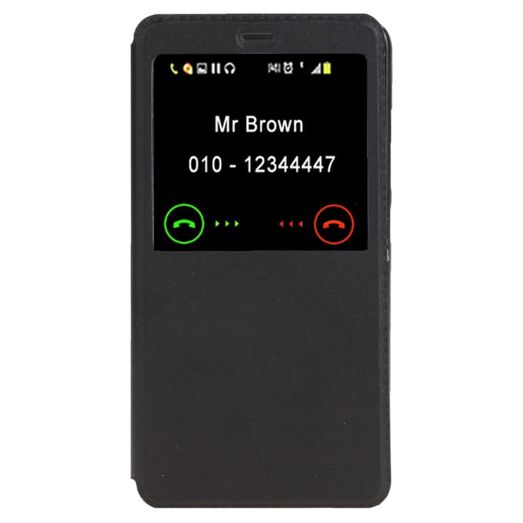 Horizontal Flip Solid Color Leather Case with Call Display ID & Holder for Xiaomi Redmi Note 3(Black)