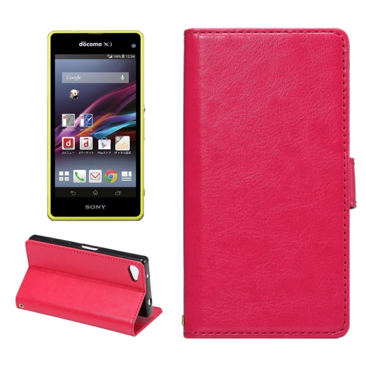 Lambskin Texture Words and Flowers Printing Horizontal Flip Solid Color Leather Case with Holder and Card Slots for Sony Xperia Z5 Compact / Mini