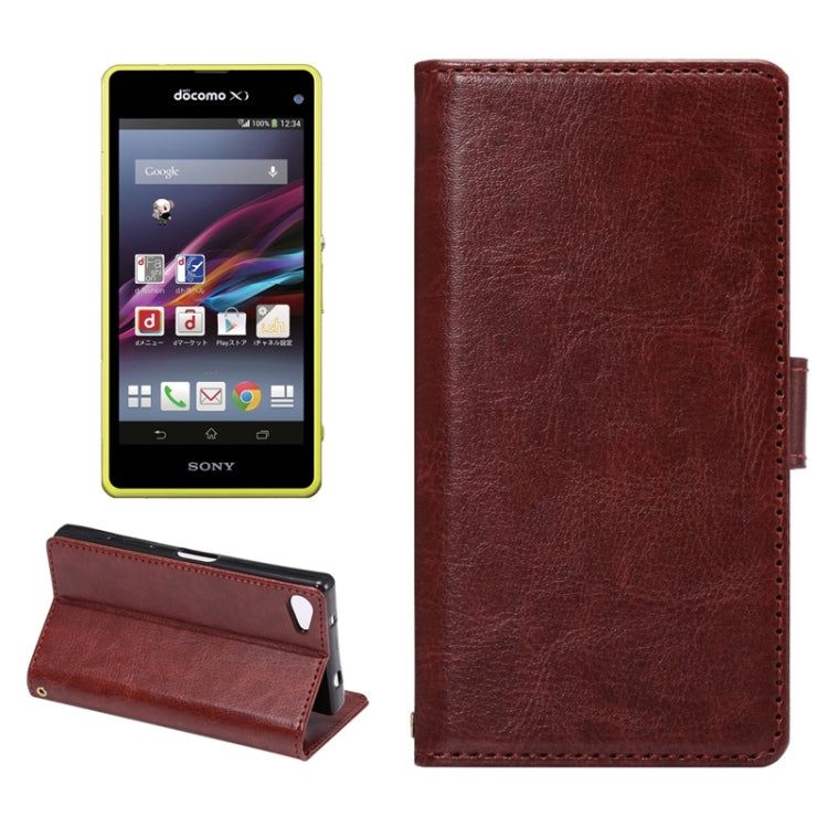 Lambskin Texture Words and Flowers Printing Horizontal Flip Solid Color Leather Case with Holder and Card Slots for Sony Xperia Z5 Compact / Mini