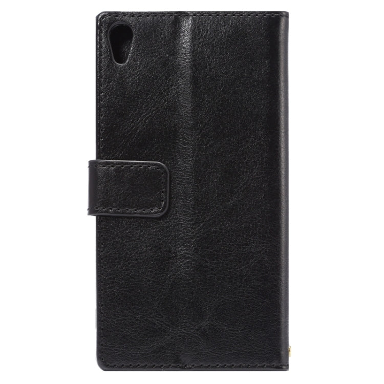 Lambskin Texture Words and Flowers Printing Horizontal Flip Solid Color Leather Case with Holder and Card Slots for Sony Xperia Z5 Premium / Plus