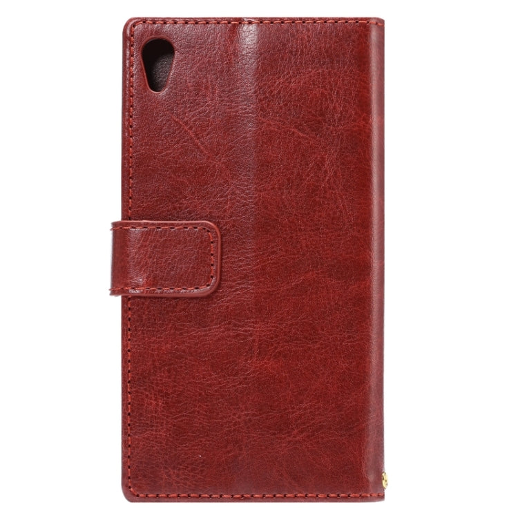 Lambskin Texture Words and Flowers Printing Horizontal Flip Solid Color Leather Case with Holder and Card Slots for Sony Xperia Z5 Premium / Plus